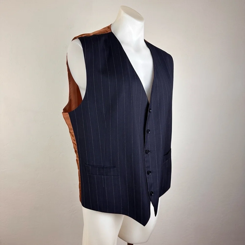 Isaia 3XL Virgin Wool Pinstripe Vest